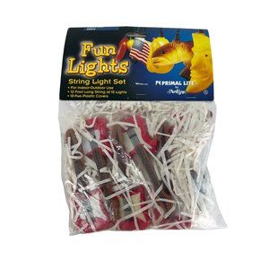 Primal Lite Rock N Roll Red Guitar String Lights 12 Foot 10 Lights New Old Stock